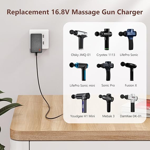 16.8V Charger for Massage Gun Compatible with TheraGun, Hyperice, Medcursor, Mebak