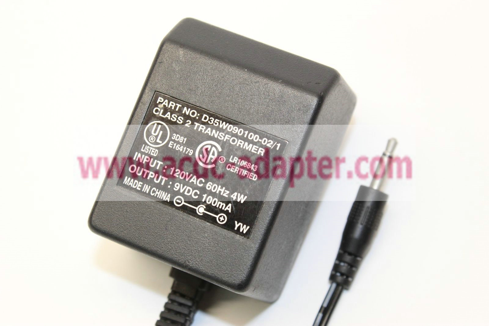 Genuine 9VDC 100mA AC Adapter D35W090100-02/1 Class 2 Transformer Power ...