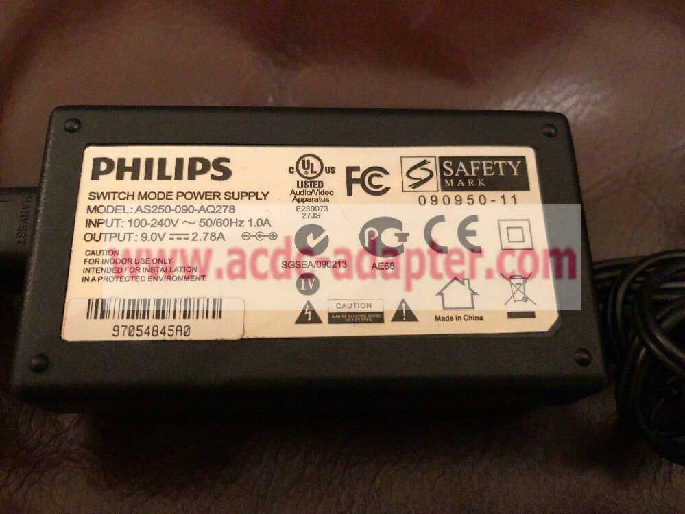 Genuine PHILIPS AS250-090-AQ278 9V DC 2.78A Power Supply adapter 5.5MM X 2.1
