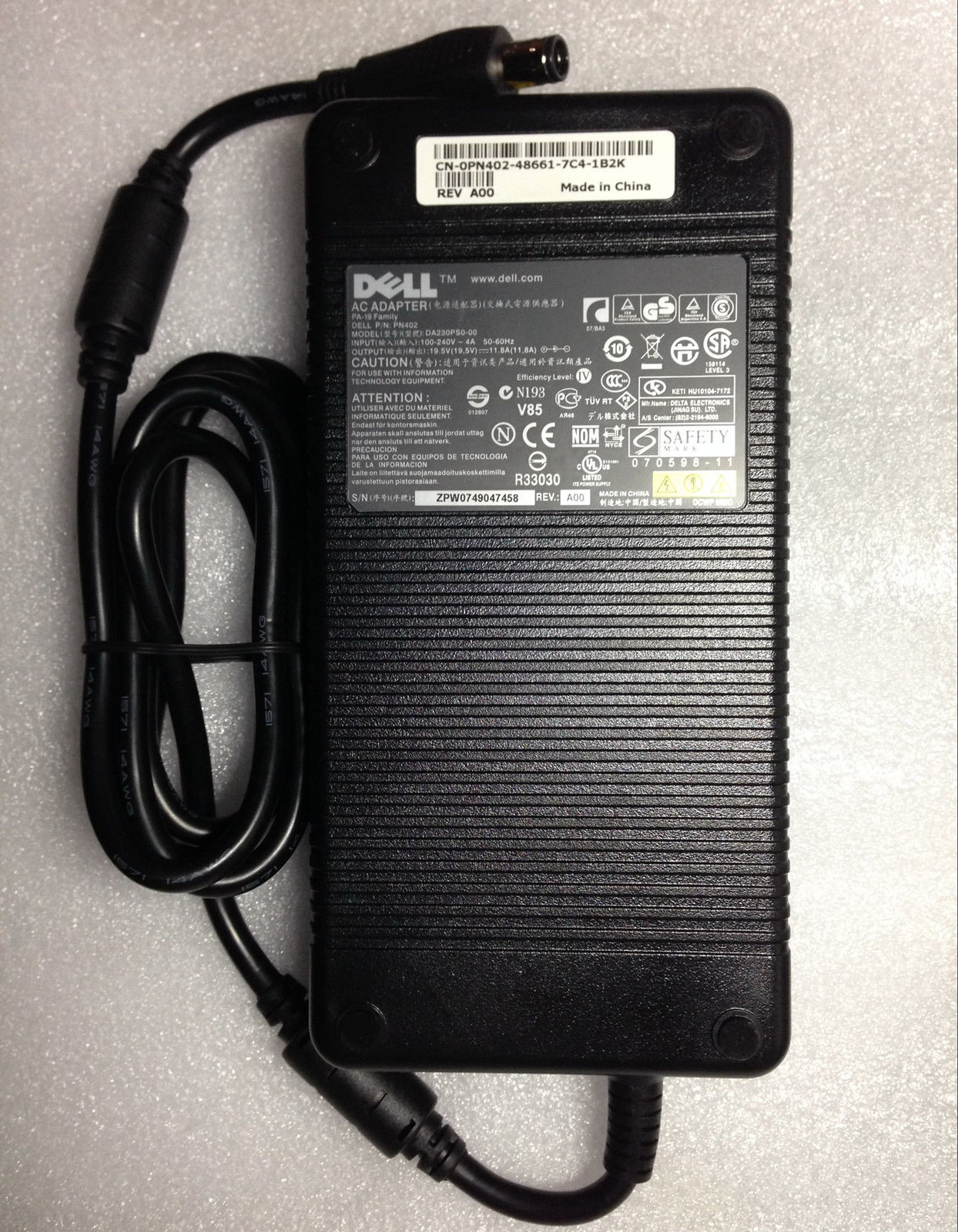 Dell Alienware M18x 19.5V 12.3A 240W Slim AC Power Adapter Suppl - Click Image to Close